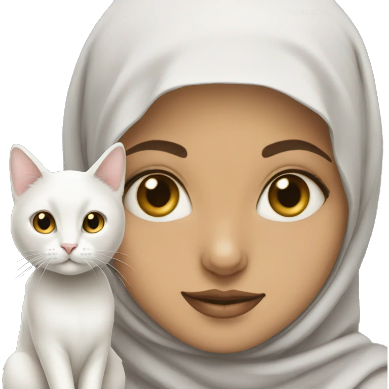 Hijabi with white cat  emoji