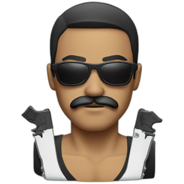 Gangster with sunglasses, a mustache and weapons emoji