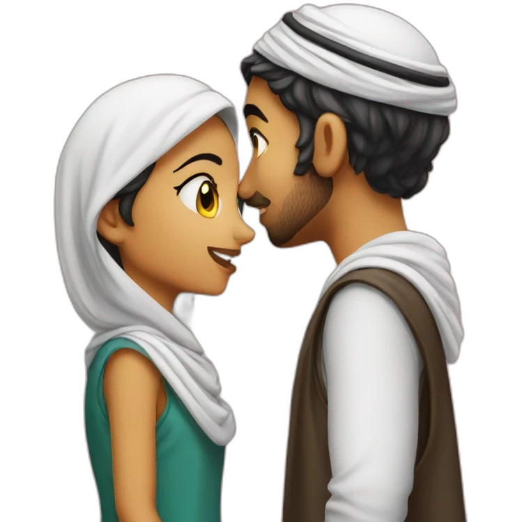 arab boy kiss an arab girl emoji