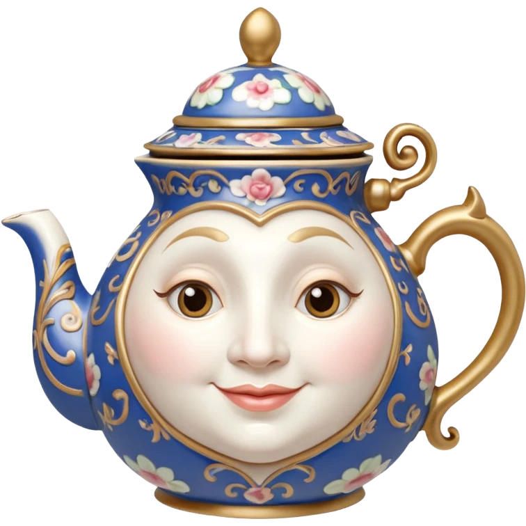A character from the fairy tale Beauty and the Beast: Mrs. Potts, the middle-aged lady (around 40 years old) who was turned into a teapot. She retains the teapot's original form, with an anthropomorphic face on the teapot. emoji