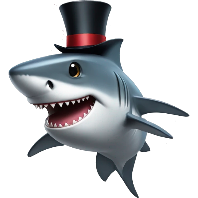 Shark with a top hat emoji