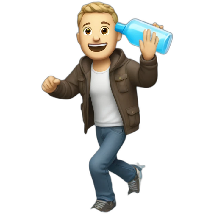 tim robinson splashing water bottle (full body, ios17) emoji