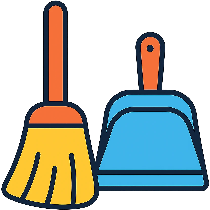 broom and dustpan for sweeping emoji