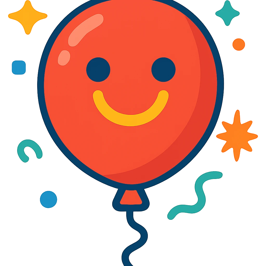 cheerful balloon with a smiling face, festive and fun emoji