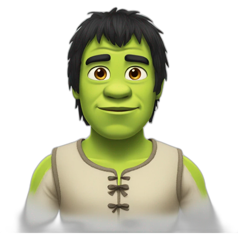 Shrek with Black hair and bleu eyes emoji