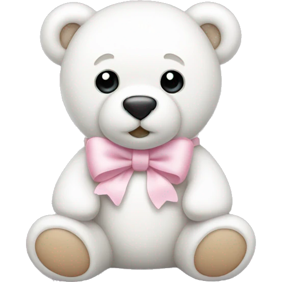 White teddy bear with light pink bow on the ear emoji