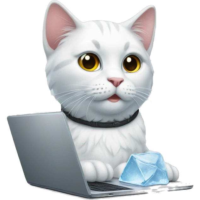 Cat with laptop and ice atte emoji