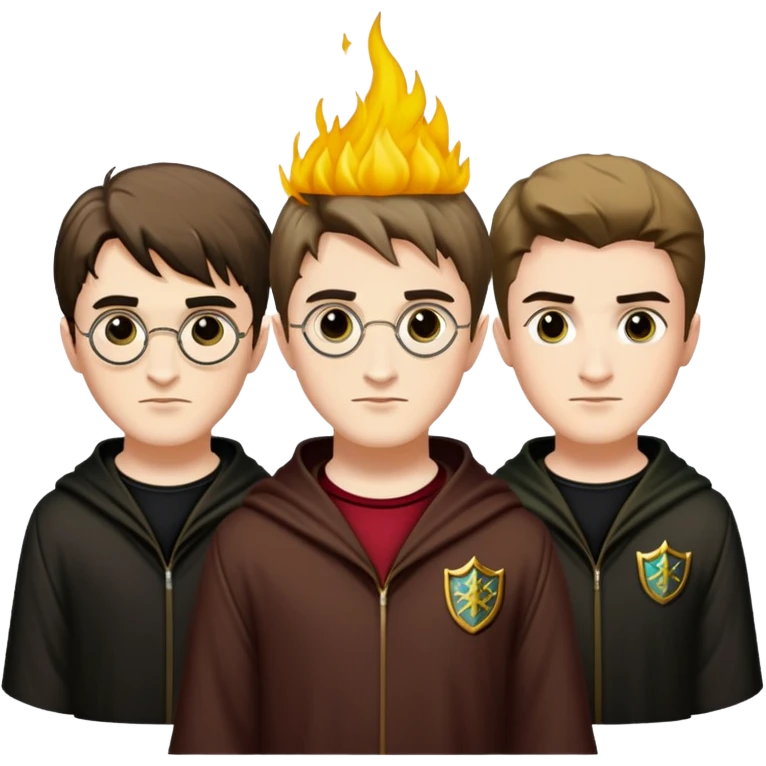 Harry Potter, Cedric Diggory, and Viktor Krum as Triwizard champions emoji