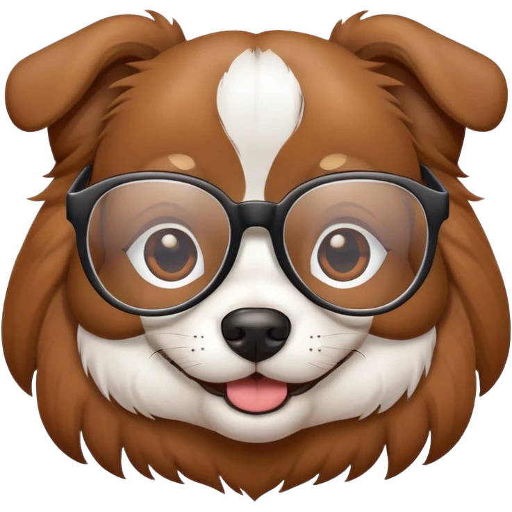 dog wearing glasses with a sweet smile emoji