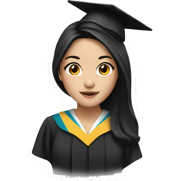 asian graduation girl with long black hair emoji