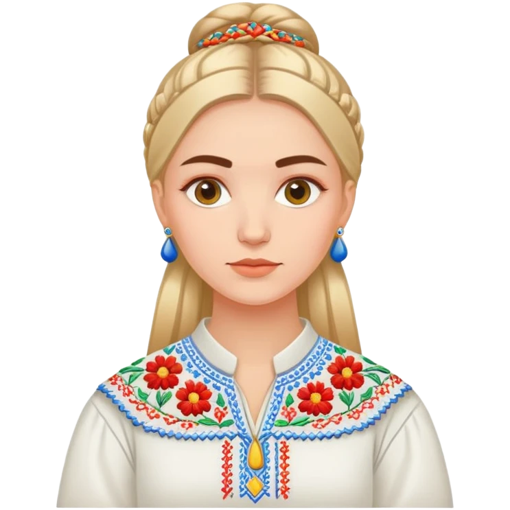 A young Ukrainian psychologist wearing a traditional embroidered vyshyvanka shirt emoji