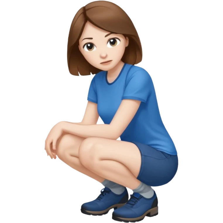  brown haired woman crouching emoji