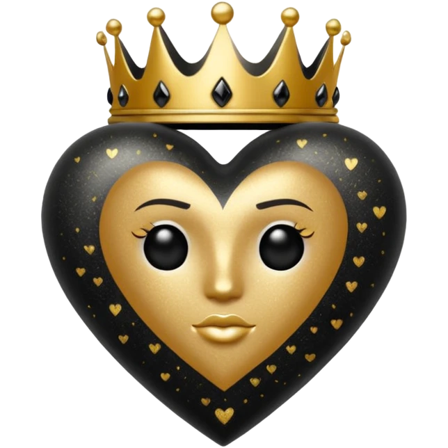 Black Heart and crowns with glitter and the words boss bitch emoji