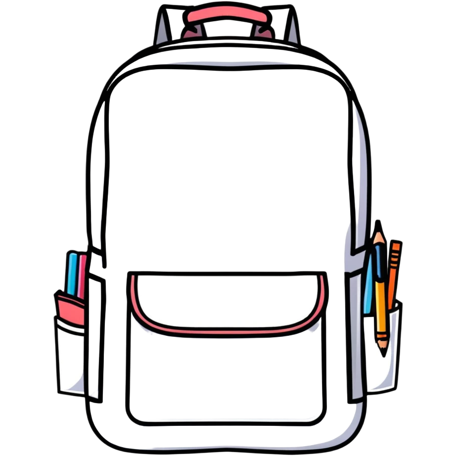 colorful school backpack with books and pencils emoji
