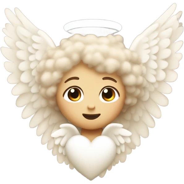beige heart with white angel wings emoji
