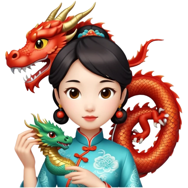 Chinese girl with dragon emoji