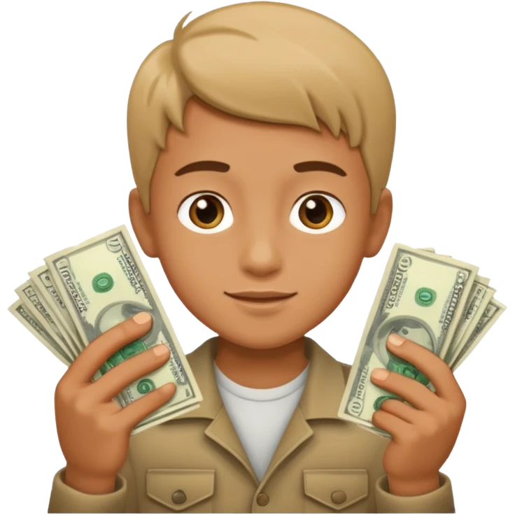 a boy holding money emoji