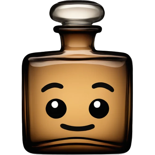 English vintage glass perfume bottle from my old grandma, old and shabby, stylish and minimalistic, black and brown emoji