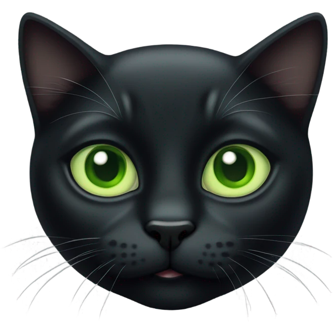 Black cat green eyes very chonky emoji