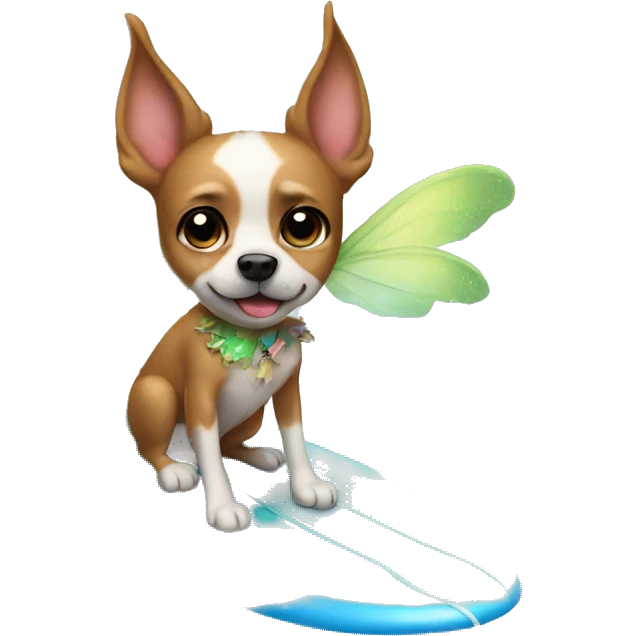 Dog wearing a fairy costume on a surfboard  emoji