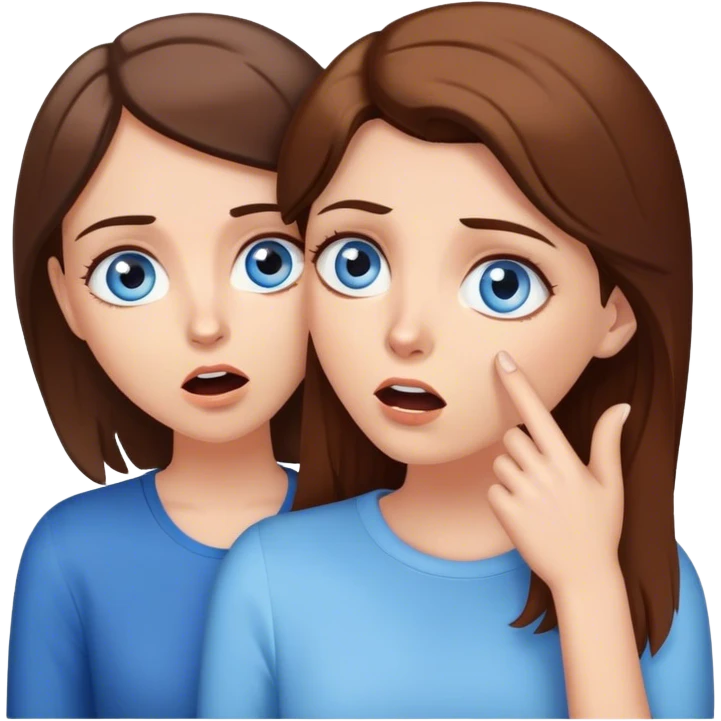 White girl blue eyes brown hair gossiping, talking shooking news  emoji