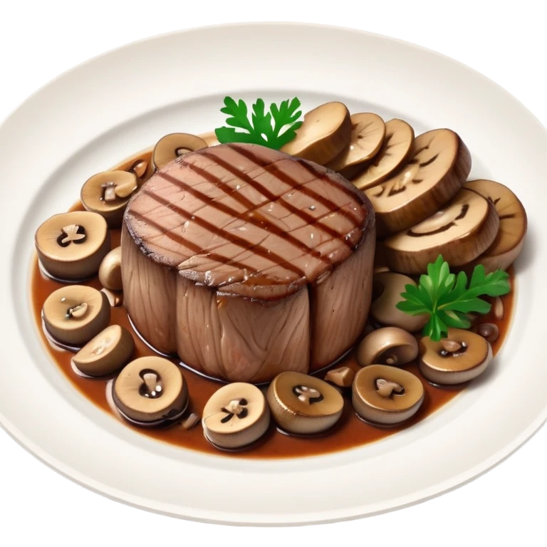 Plate of filet mignon and mushrooms  emoji