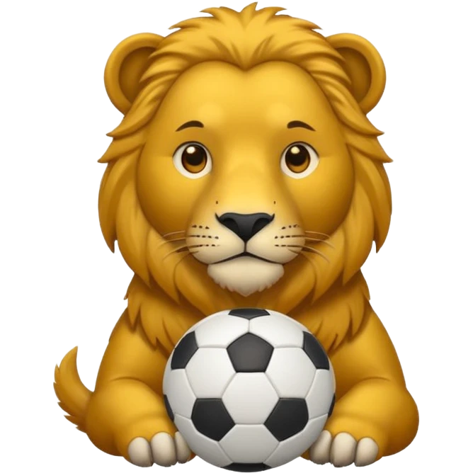 Ein Löwe mit einem fußball emoji