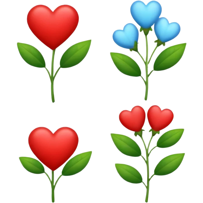 Growing hearts blue red green emoji