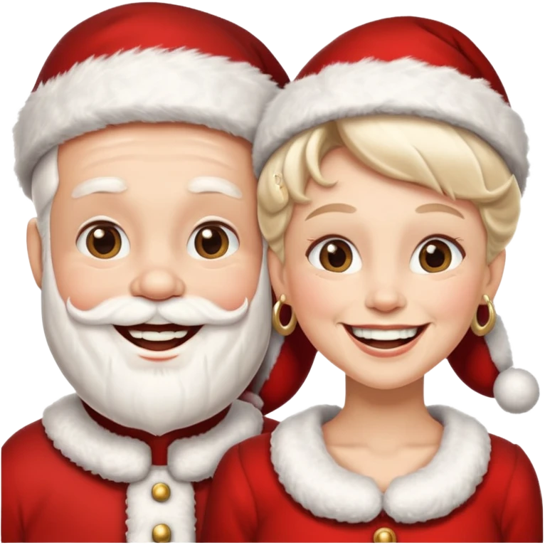 SANTA Y MAMA CLAUSE SONRIENDO CON ORTODONCIA EN DIENTES emoji