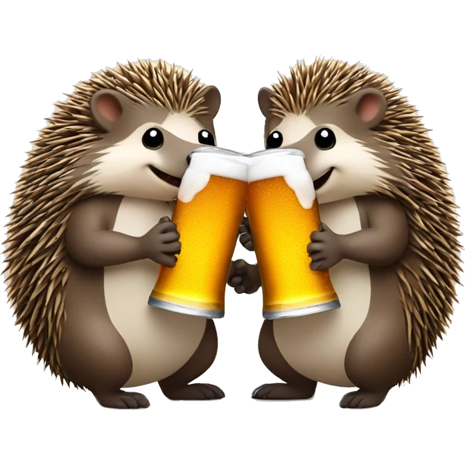 two cute hedgehogs in love drinking beer emoji