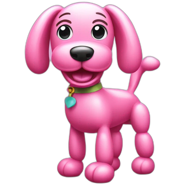 Pink balloon dog with rounded legs looking happy emoji