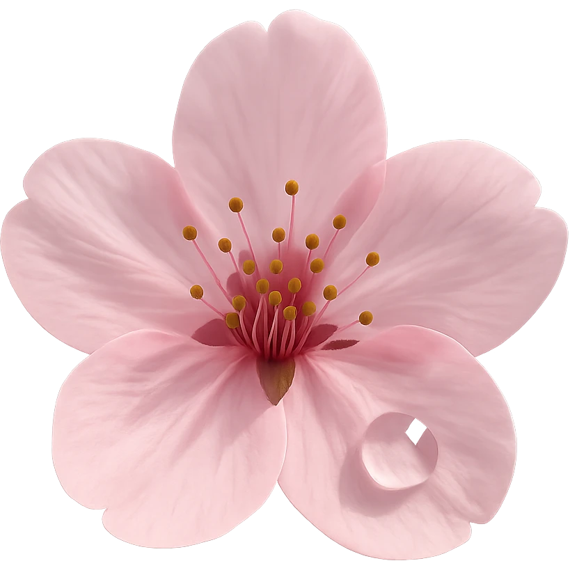 pink cherry blossom with a sparkling dew drop emoji