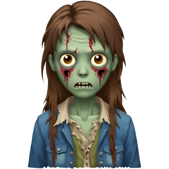 Zumbie hair Brown famele long hair  emoji