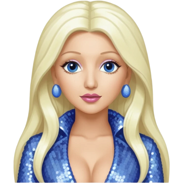 Christina Aguilera with long platinum blonde hair, periwinkle sequin outfit  emoji