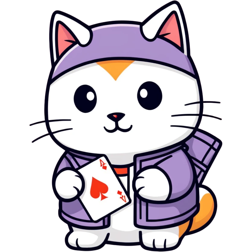 Cat with clothes playing cards emoji