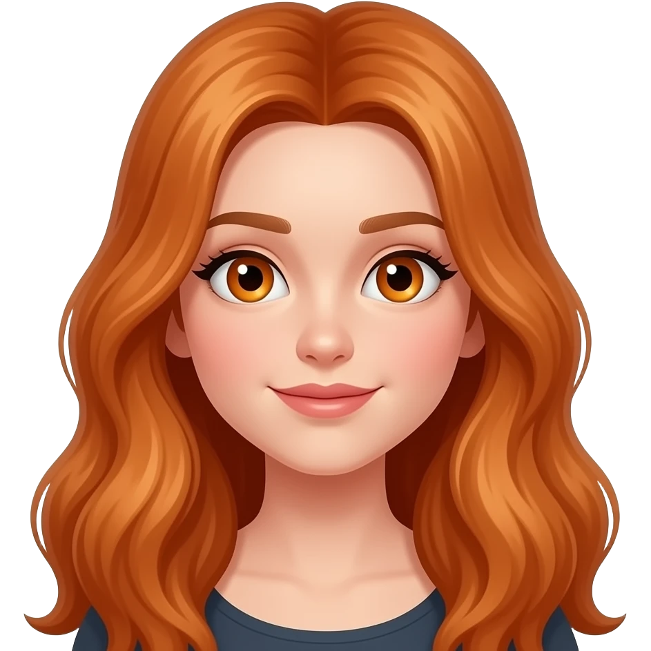 girl with long ginger hair and ginger eyes emoji