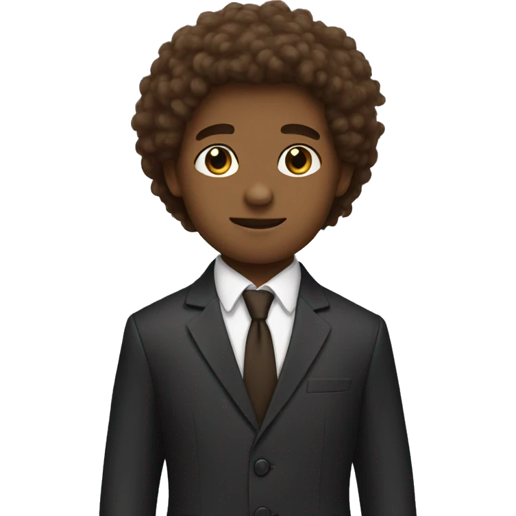  boy in a suit, brown fluffy hair tall emoji