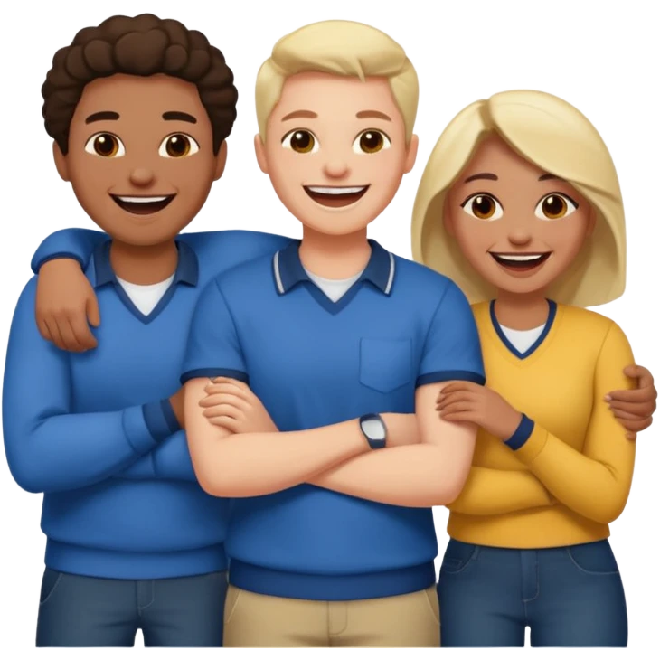 strong team of 3 having fun together emoji