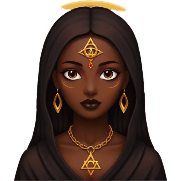 Dark oil traced over woman’s skin forming occult symbols, sensual devotion emoji