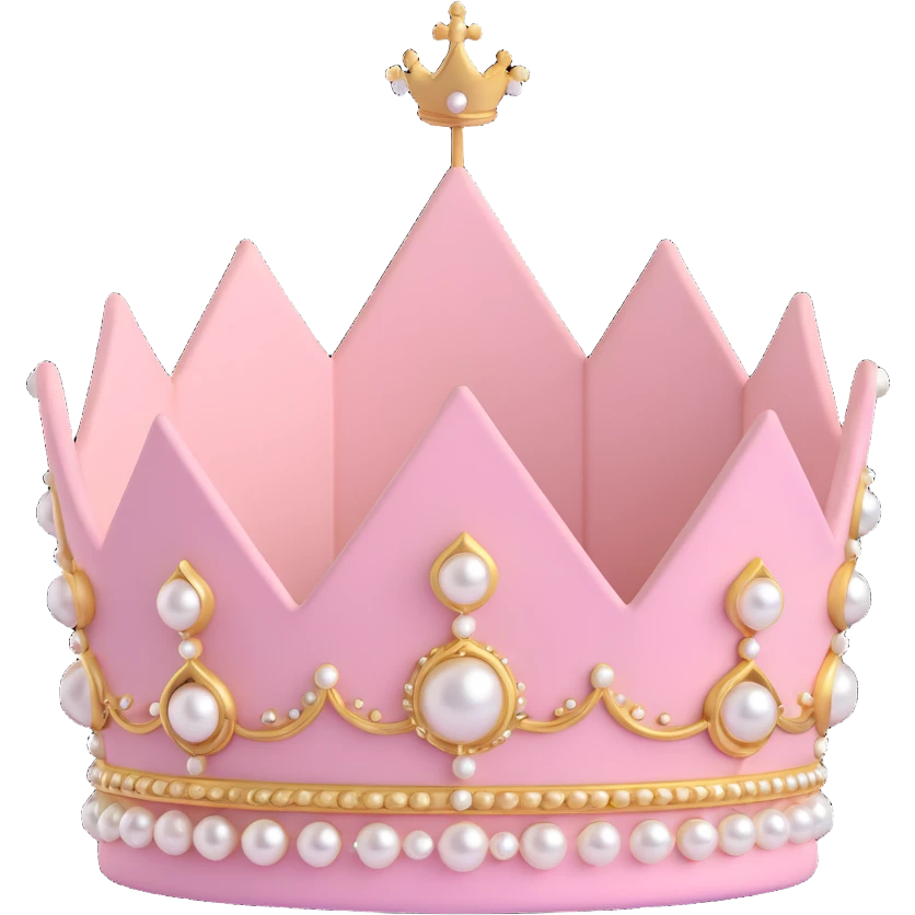 royal crown with pastel pink velvet, gold details, and pearl accents emoji