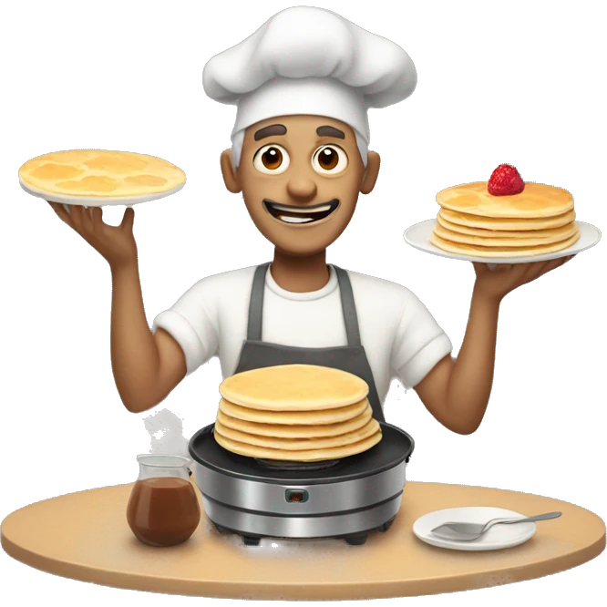 Creepy man making pancakes emoji