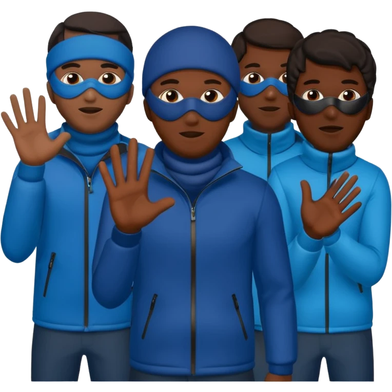 Group of African American men with ski masks covering their face all holding their hands out emoji