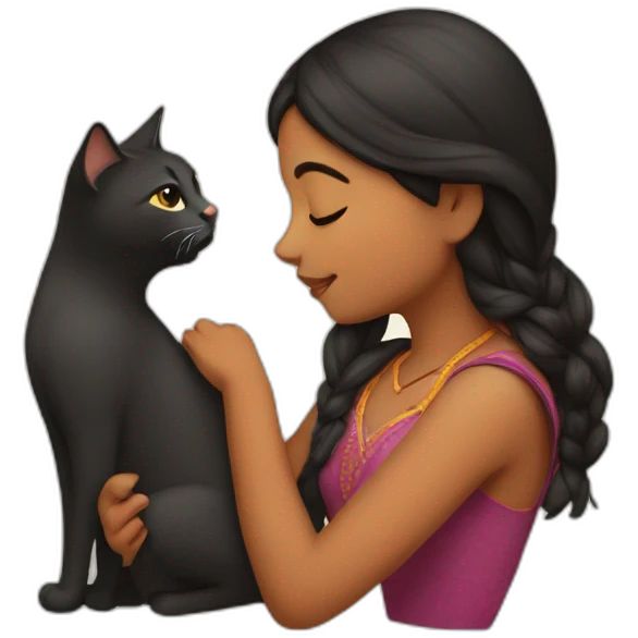 Indian girl kissing a cat emoji