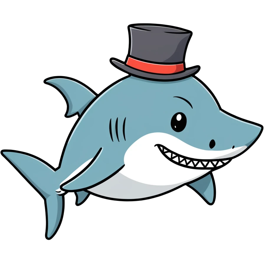Shark with a top hat emoji
