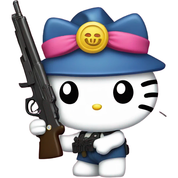 Hello kitty with gun emoji