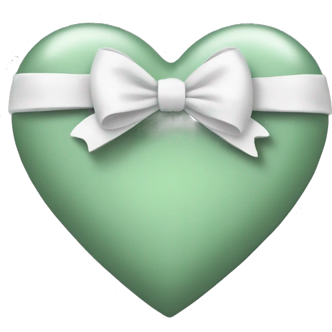 Sage green heart with white bow emoji