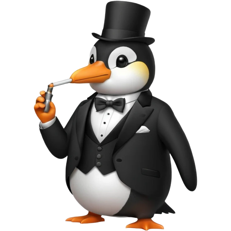 A penguin wearing a smoking emoji
