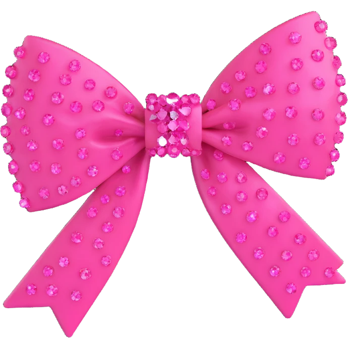 3D emoji style bow, hot pink, crystalized texture emoji