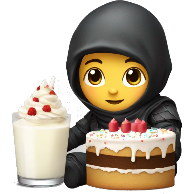 baby ninja with milk bottle and birthday cake  emoji