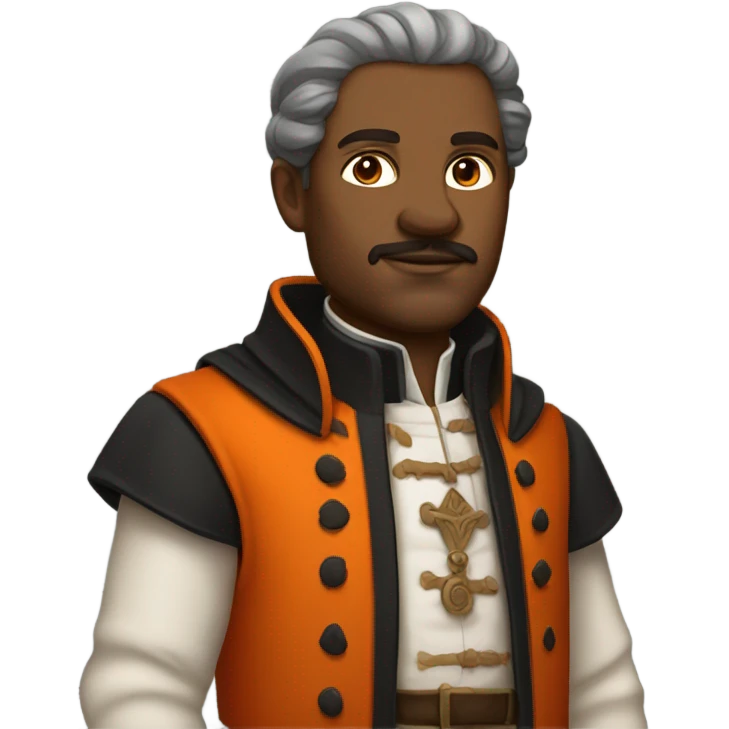 An architekt from the renaissance with orange and black clothes emoji